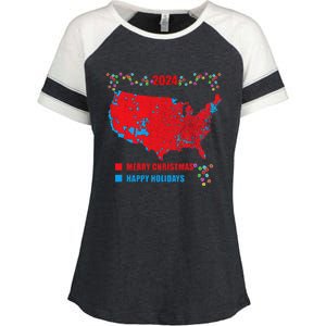 2024 Electoral Map Merry Christmas Trump Landslide Holiday Enza Ladies Jersey Colorblock Tee