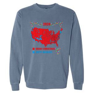 2024 Electoral Map Merry Christmas Trump Landslide Holiday Garment-Dyed Sweatshirt