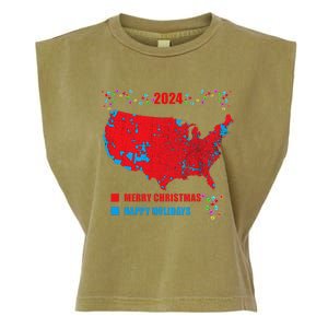 2024 Electoral Map Merry Christmas Trump Landslide Holiday Garment-Dyed Women's Muscle Tee