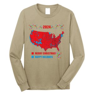 2024 Electoral Map Merry Christmas Trump Landslide Holiday Long Sleeve Shirt