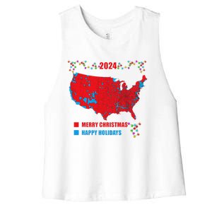 2024 Electoral Map Merry Christmas Trump Landslide Holiday Women's Racerback Cropped Tank