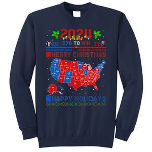 2024 Electoral Map Merry Christmas Trump Landslide Holiday Tall Sweatshirt