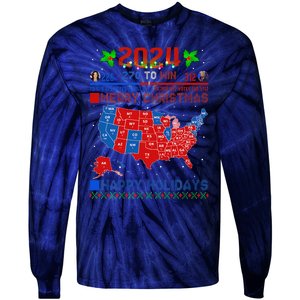 2024 Electoral Map Merry Christmas Trump Landslide Holiday Tie-Dye Long Sleeve Shirt