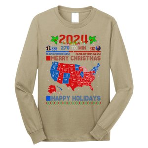 2024 Electoral Map Merry Christmas Trump Landslide Holiday Long Sleeve Shirt