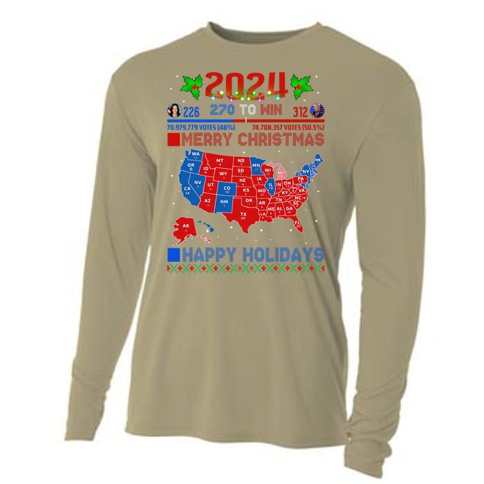 2024 Electoral Map Merry Christmas Trump Landslide Holiday Cooling Performance Long Sleeve Crew