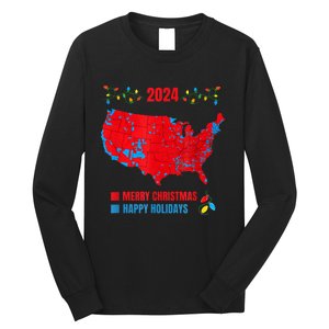 2024 Electoral Map Merry Christmas Trump Landslide Holiday Long Sleeve Shirt