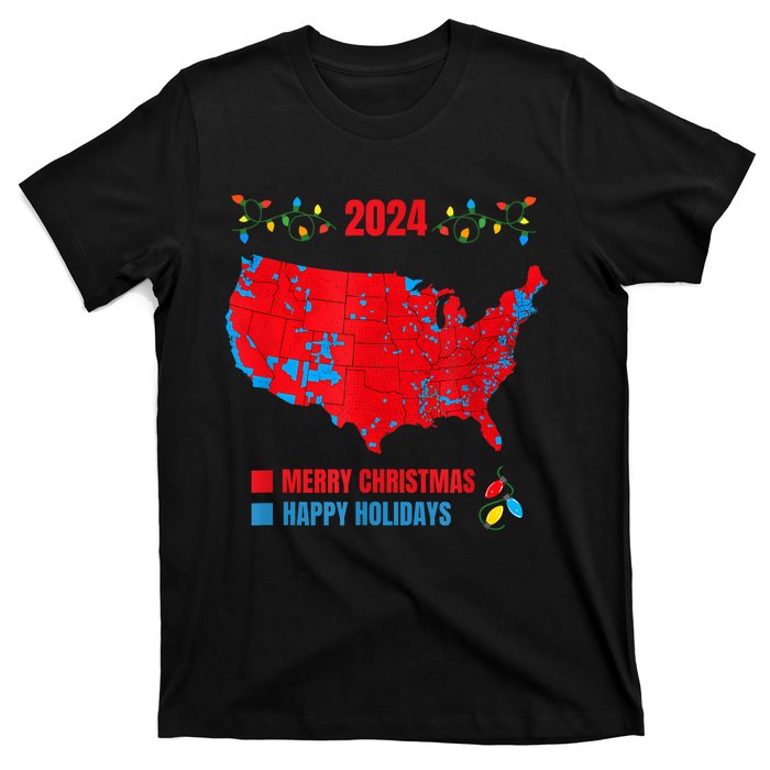 2024 Electoral Map Merry Christmas Trump Landslide Holiday T-Shirt