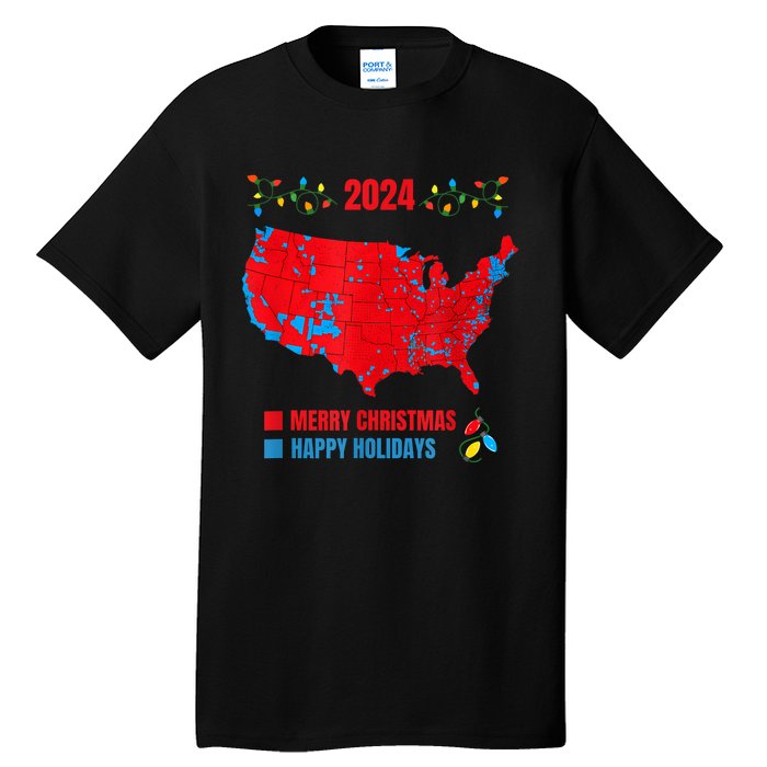 2024 Electoral Map Merry Christmas Trump Landslide Holiday Tall T-Shirt