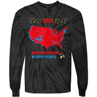 2024 Electoral Map Merry Christmas Trump Landslide Holiday Tie-Dye Long Sleeve Shirt