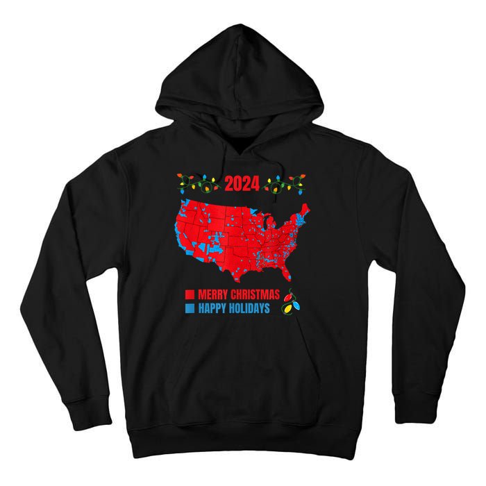 2024 Electoral Map Merry Christmas Trump Landslide Holiday Tall Hoodie