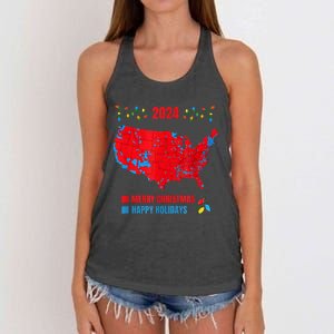 2024 Electoral Map Merry Christmas Trump Landslide Holiday Women's Knotted Racerback Tank