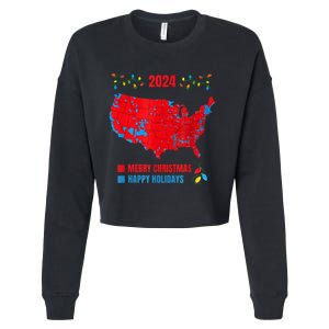 2024 Electoral Map Merry Christmas Trump Landslide Holiday Cropped Pullover Crew