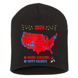 2024 Electoral Map Merry Christmas Trump Landslide Holiday Short Acrylic Beanie