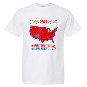 2024 Electoral Map Merry Christmas Trump Landslide Holiday Garment-Dyed Heavyweight T-Shirt