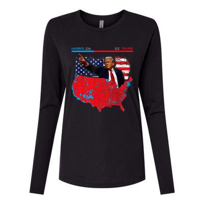 2024 Electoral Map Trump 312 Red 2024 Election Results Map Womens Cotton Relaxed Long Sleeve T-Shirt