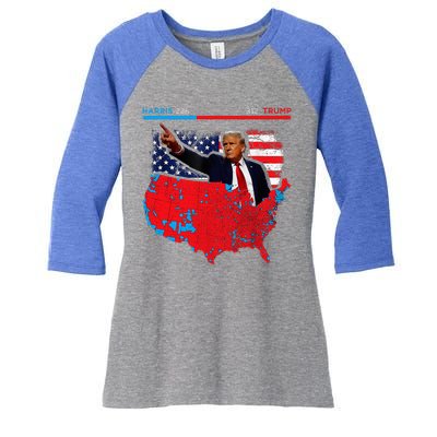 2024 Electoral Map Trump 312 Red 2024 Election Results Map Women's Tri-Blend 3/4-Sleeve Raglan Shirt