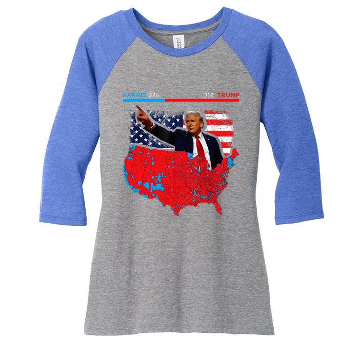 2024 Electoral Map Trump 312 Red 2024 Election Results Map Women's Tri-Blend 3/4-Sleeve Raglan Shirt