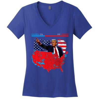 2024 Electoral Map Trump 312 Red 2024 Election Results Map Women's V-Neck T-Shirt