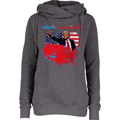 2024 Electoral Map Trump 312 Red 2024 Election Results Map Womens Funnel Neck Pullover Hood