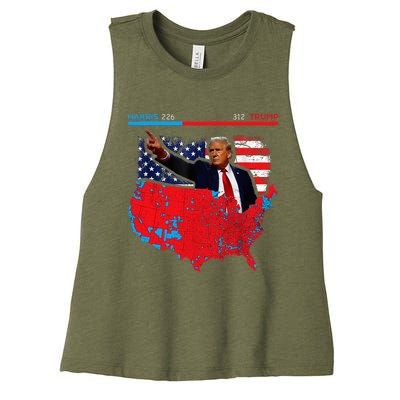 2024 Electoral Map Trump 312 Red 2024 Election Results Map Women's Racerback Cropped Tank