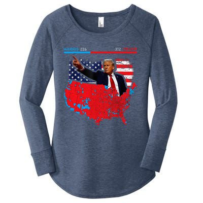 2024 Electoral Map Trump 312 Red 2024 Election Results Map Women's Perfect Tri Tunic Long Sleeve Shirt