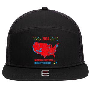 2024 Electoral Map Merry Christmas Trump Landslide Holiday 7 Panel Mesh Trucker Snapback Hat