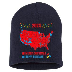 2024 Electoral Map Merry Christmas Trump Landslide Holiday Short Acrylic Beanie