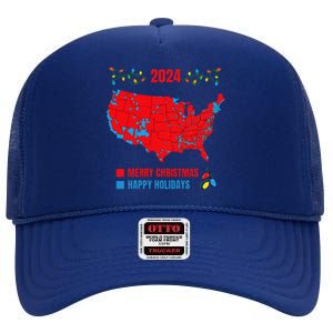 2024 Electoral Map Merry Christmas Trump Landslide Holiday High Crown Mesh Back Trucker Hat