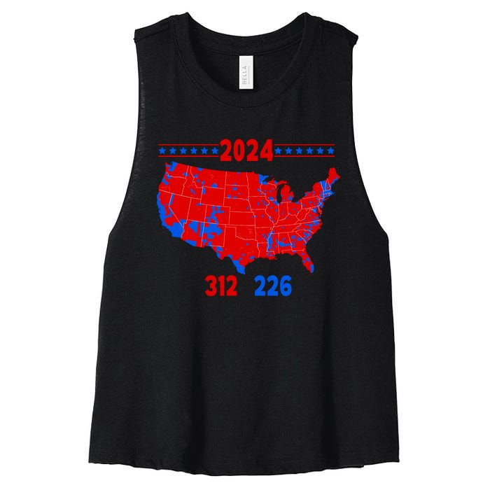 2024 Electoral Map Trump 312 Red 2024 Election Results Map Women's Racerback Cropped Tank