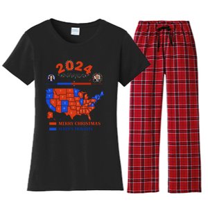 2024 Electoral Map Merry Christmas Trump Landslide Holiday Women's Flannel Pajama Set