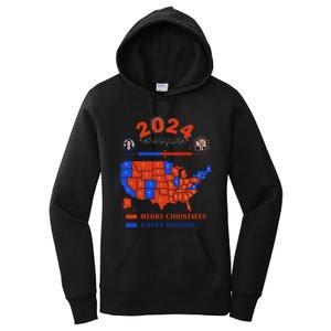 2024 Electoral Map Merry Christmas Trump Landslide Holiday Women's Pullover Hoodie