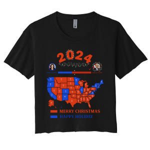 2024 Electoral Map Merry Christmas Trump Landslide Holiday Women's Crop Top Tee