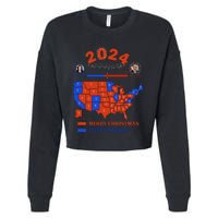 2024 Electoral Map Merry Christmas Trump Landslide Holiday Cropped Pullover Crew