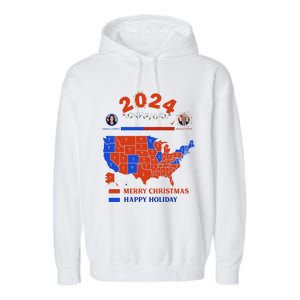 2024 Electoral Map Merry Christmas Trump Landslide Holiday Garment-Dyed Fleece Hoodie