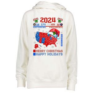 2024 Electoral Map Merry Christmas Trump Landslide Holiday Womens Funnel Neck Pullover Hood