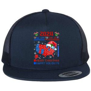 2024 Electoral Map Merry Christmas Trump Landslide Holiday Flat Bill Trucker Hat