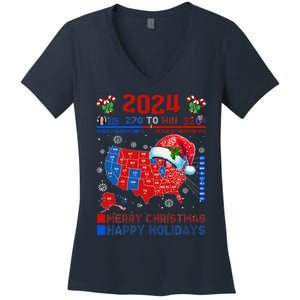 2024 Electoral Map Merry Christmas Trump Landslide Holiday Women's V-Neck T-Shirt