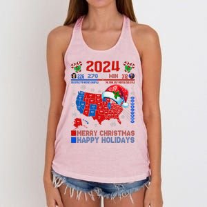 2024 Electoral Map Merry Christmas Trump Landslide Holiday Women's Knotted Racerback Tank