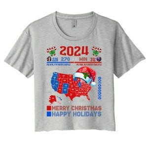 2024 Electoral Map Merry Christmas Trump Landslide Holiday Women's Crop Top Tee