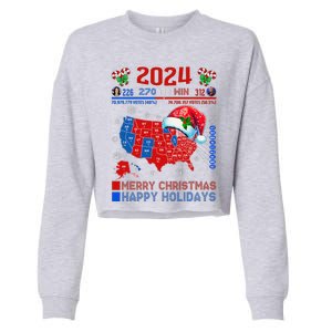 2024 Electoral Map Merry Christmas Trump Landslide Holiday Cropped Pullover Crew