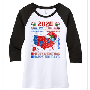 2024 Electoral Map Merry Christmas Trump Landslide Holiday Women's Tri-Blend 3/4-Sleeve Raglan Shirt