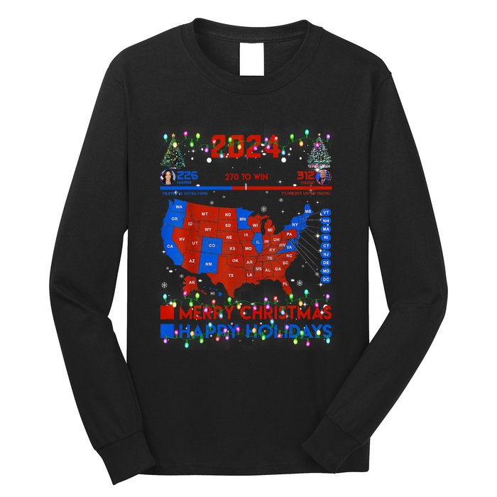 2024 Electoral Map Merry Christmas Trump Landslide Holiday Long Sleeve Shirt