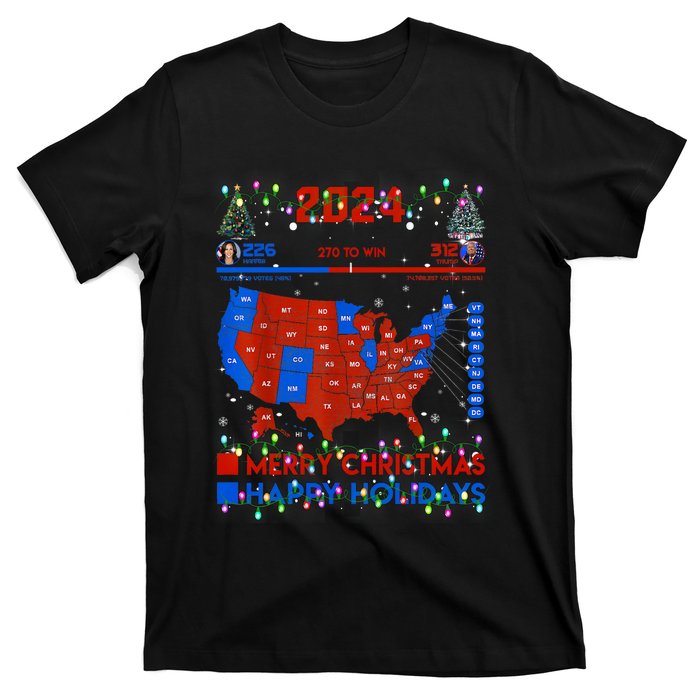 2024 Electoral Map Merry Christmas Trump Landslide Holiday T-Shirt