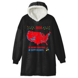 2024 Electoral Map Merry Christmas Trump Landslide Holiday Hooded Wearable Blanket