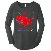 2024 Electoral Map Merry Christmas Trump Landslide Holiday Women's Perfect Tri Tunic Long Sleeve Shirt