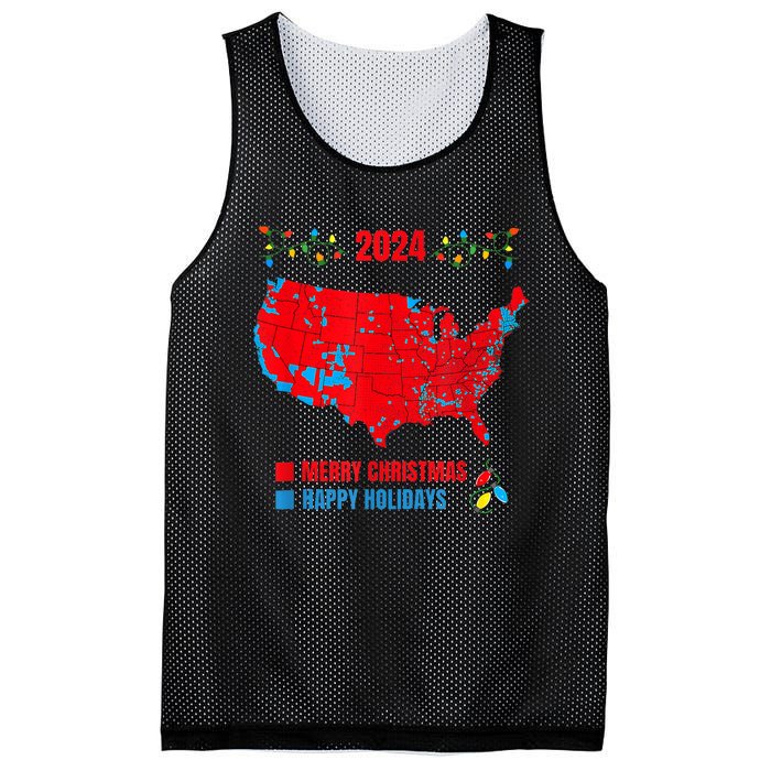 2024 Electoral Map Merry Christmas Trump Landslide Holiday Mesh Reversible Basketball Jersey Tank