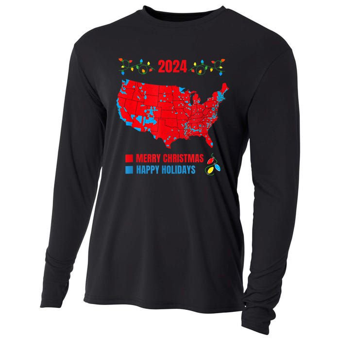 2024 Electoral Map Merry Christmas Trump Landslide Holiday Cooling Performance Long Sleeve Crew