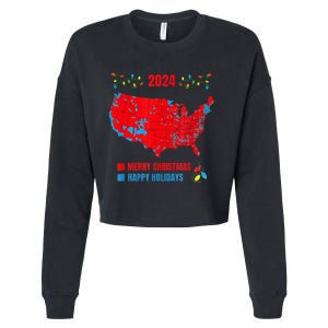 2024 Electoral Map Merry Christmas Trump Landslide Holiday Cropped Pullover Crew