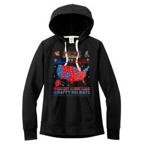 2024 Electoral Map Merry Christmas Trump Landslide Holiday Women's Fleece Hoodie