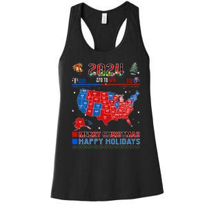 2024 Electoral Map Merry Christmas Trump Landslide Holiday Women's Racerback Tank